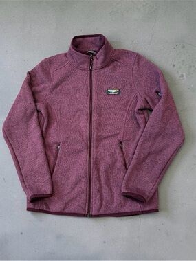 L.L. Bean Women's Heathered Rose-Mauve Full-Zip sweater